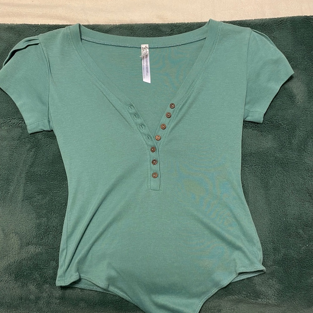 Free People Button Down Bodysuit